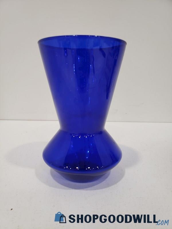 Vintage Cobalt Blue Glass Vase Mid - Century