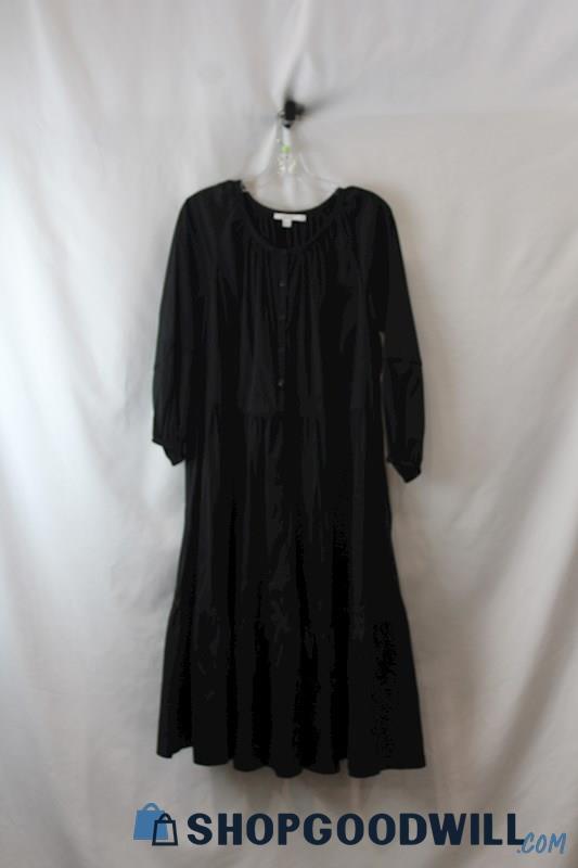 Chico's Women's Black Front Button Long Sleeve Shirt Dress sz 10