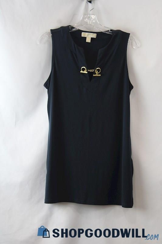 Michael Kors Women's Navy/Gold Chained V Neck Tank Top sz M