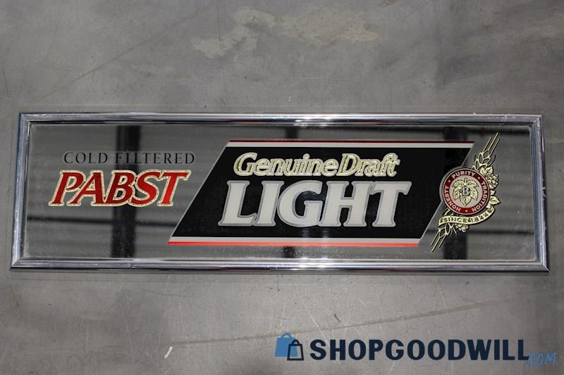 Pabst Genuine Light Draft Framed VTG Beer Advertisement Pub Bar Sign Art Decor