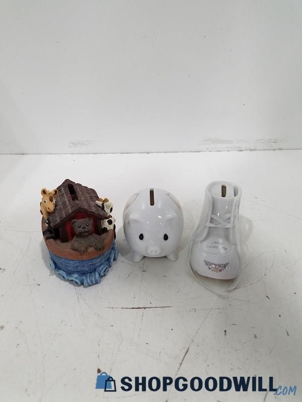 3 Sets Of Small Mini Piggy Coin Banks 