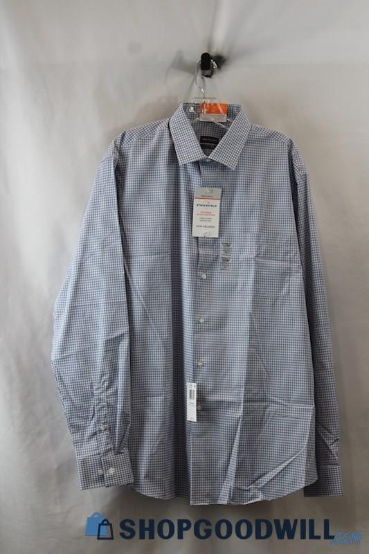 NWT Van Heusen Men's Blue/White Gingham Regular Fit Button Up Shirt SZ XL