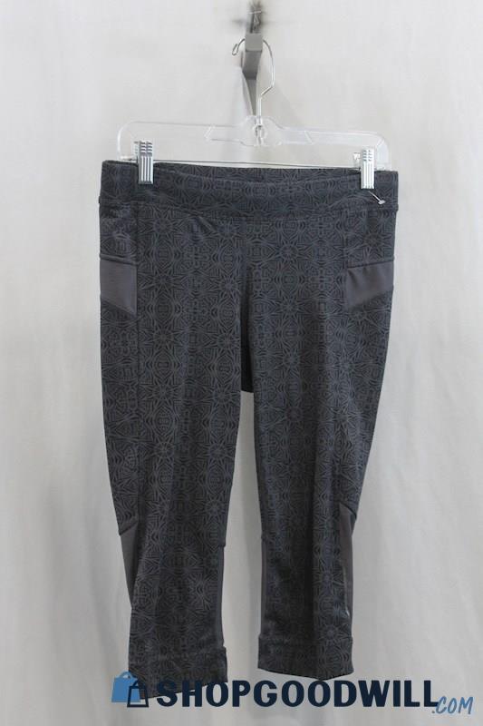 Athleta Womens Dark Gray Geo-Pattern Active Capri Leggings Sz S