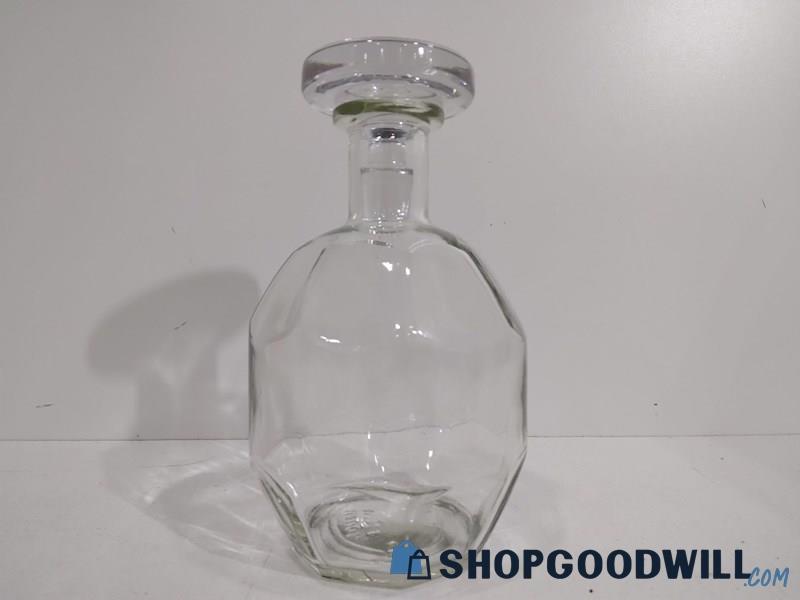 Vintage Octagon Round Shape Glass Empty Bourbon Liquor Bottle W/ Cover