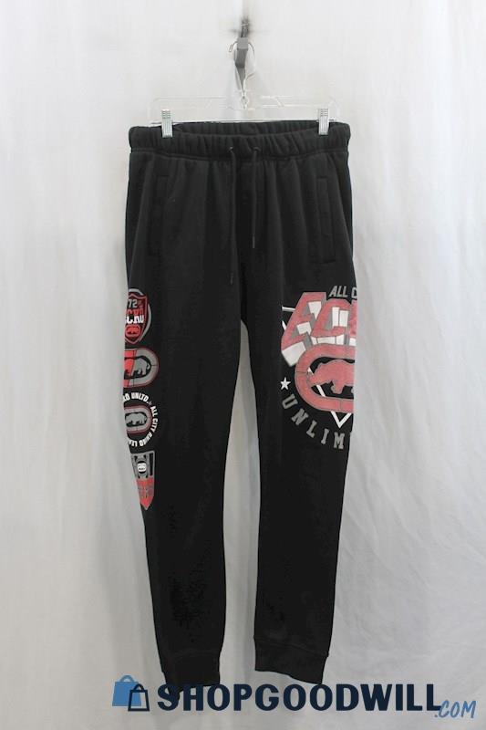 Echo Unlmtd Mens Black Graphic Joggers Sz M