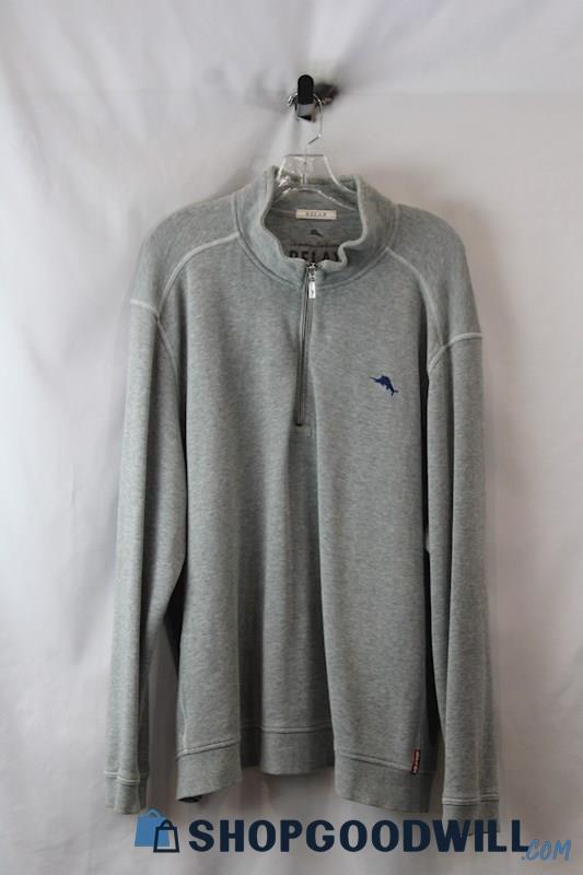 Tommy Bahama Men's Light Gray Heather Knit Long Sleeve Sweatshirt SZ XXL