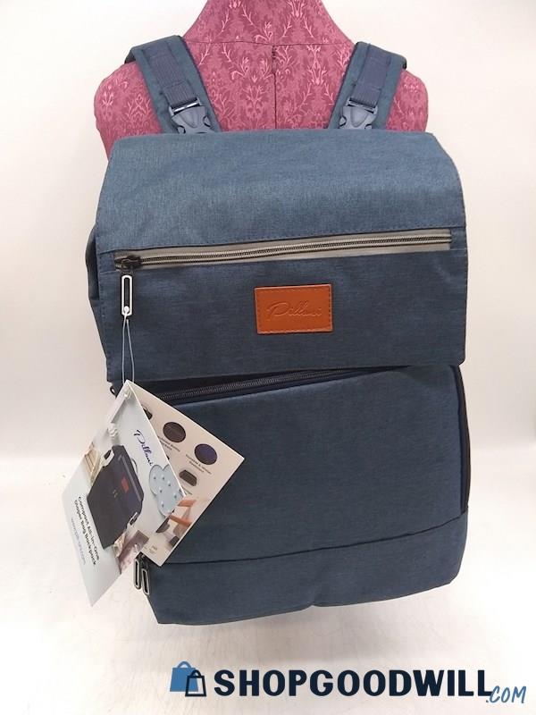 Pillani All in One Blue Heather Polyester Diaper Backpack Handbag Purse 