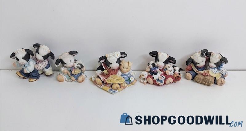 5pc Enesco Mary Moo Moos Collectible Cow Figurines