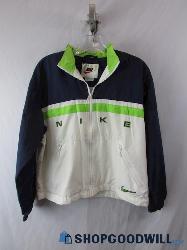 Nike Children's Navy/White/Green Vintage Full Zip Windbreaker Jacket SZ S