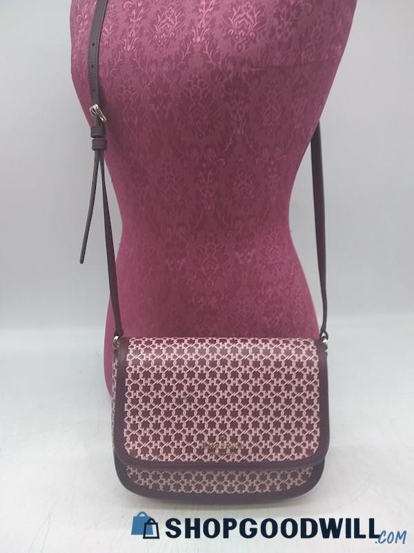 Kate Spade ink Burgundy Patterned Leather Crossbody Handbag Purse