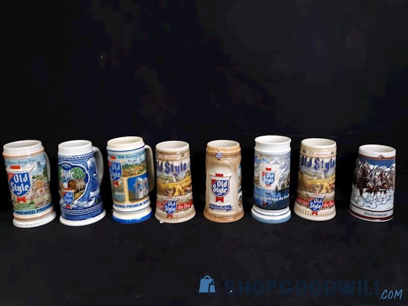 8 Pc. G. Heileman's Brewing Co Old Style Beer Steins Assorted Design