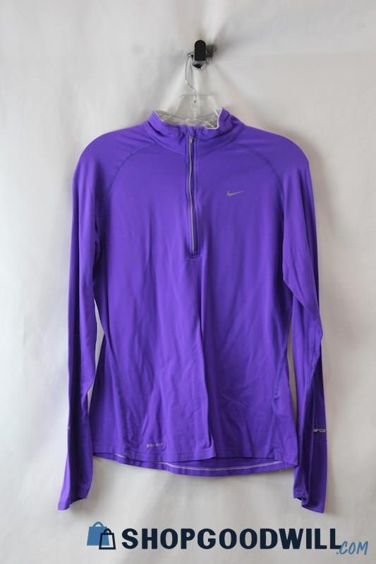 Nike Women's Bright Purple 1/4 Zip Athletic Long Sleeve Shirt SZ M