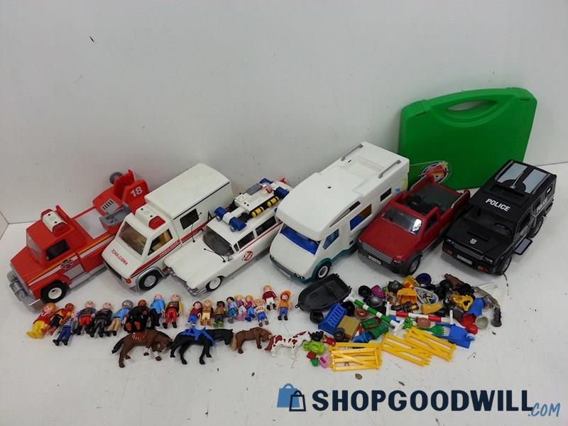 Playmobil Firetruck/Ambulance/Police/Camper Van/Truck & Figures/Accessories Lot