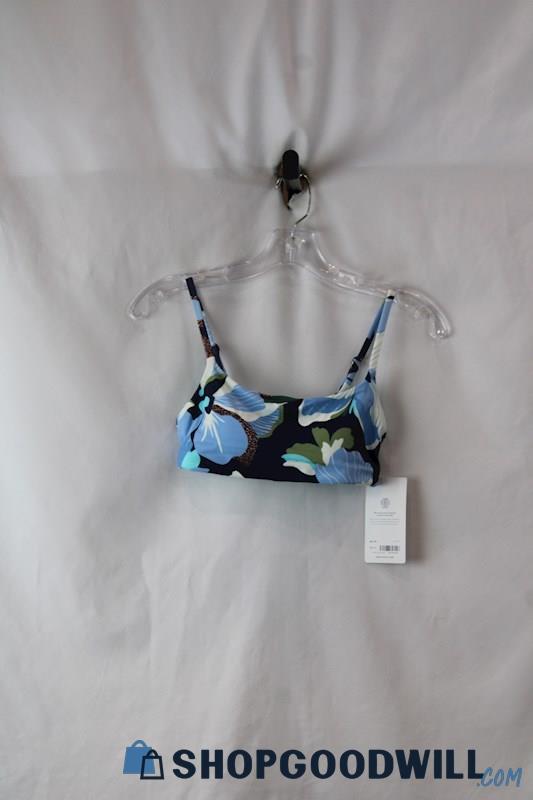 NWT Athleta Women's Blue Floral Scoop Bikini Top sz XS