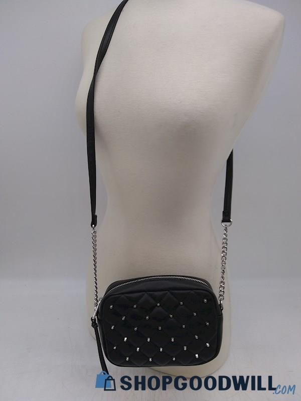 Rebecca Minkoff Black Quilted Leather w/ Studs Crossbody Handbag Purse 