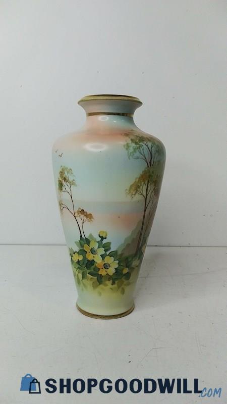 Nippon Hand Painted Ceramic Vase Floral
