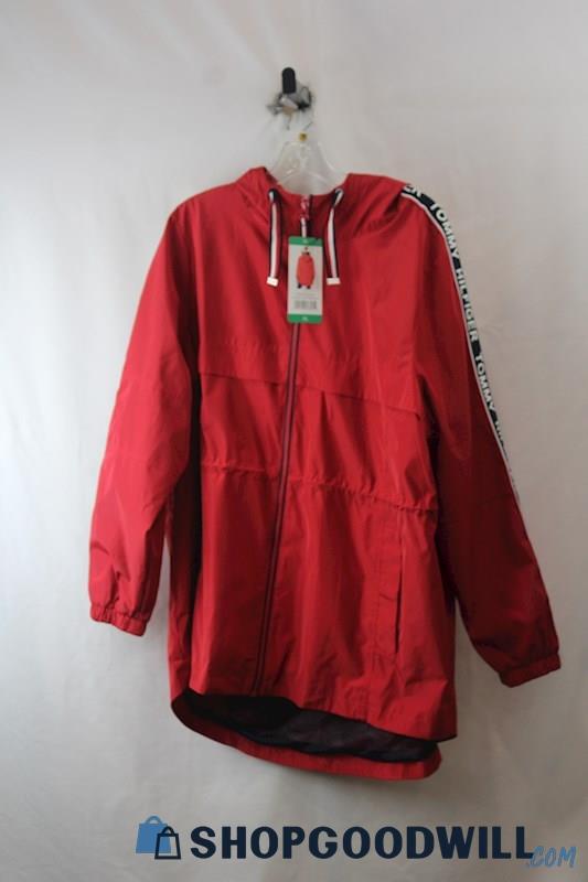 NWT Tommy Hilfiger Women's Crimson Red Zip Up Windbreaker Jacket SZ XL