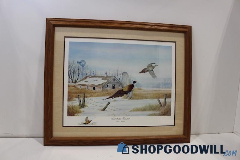 Carl Melichar Signed Framed 'South Dakota Farmstead' Pheasant Print 381/400 PU