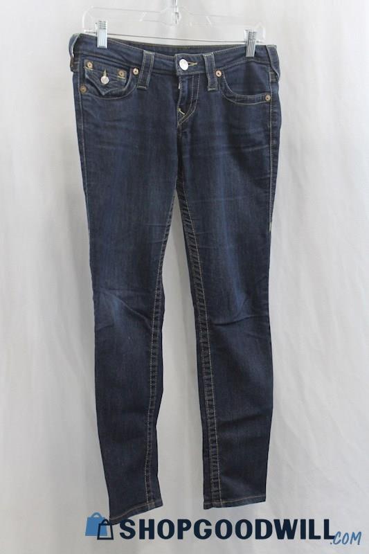 True Religion Women's Blue Wash Skinny Ankle Jean SZ 28