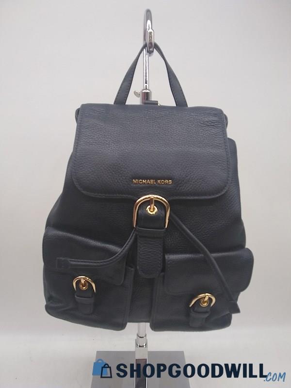 Michael Kors Cooper Navy Blue Pebbled Leather Drawstring Backpack Handbag Purse