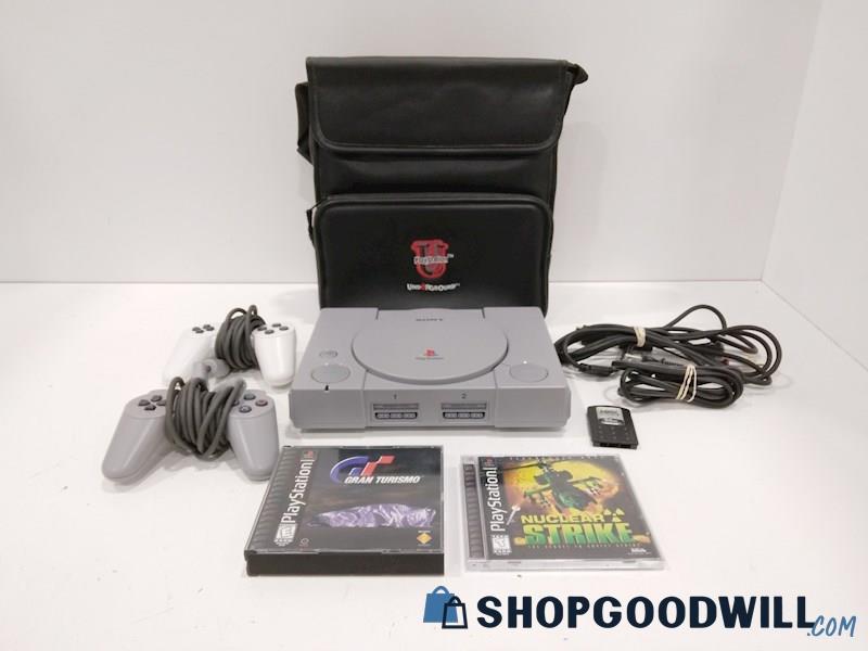 Sony PlayStation I Console W/Games, Controllers, cords and carrying bag-tested