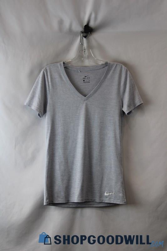 Nike Women's Light Gray V Neck Light Weight T-Shirt sz S