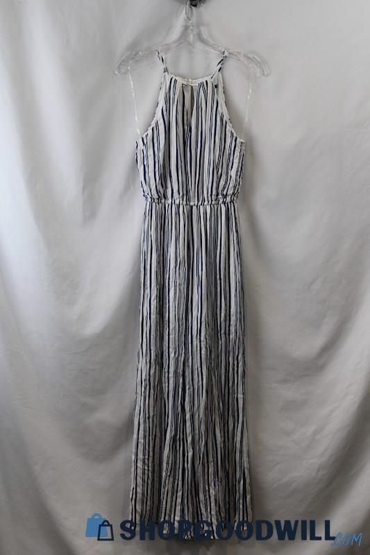 Sticada Women's Blue/Peach Striped Wide Leg Jumpsuit SZ XS