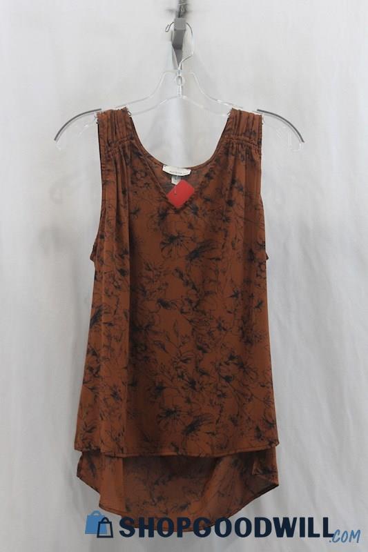 NWT Allison Joy Womens Brown/Black Floral Tank Tunic Sz M