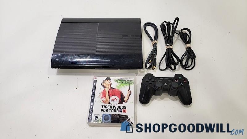 PlayStation 3 Console w/Game, Cords, + Controller 