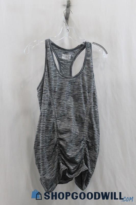 Athleta Womens Heather Gray Ruched Racerback Tank Sz L