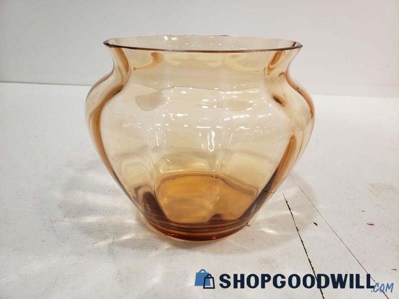 Vintage Amber Color Brown Vase Fish Bowl, Dish Unbranded 