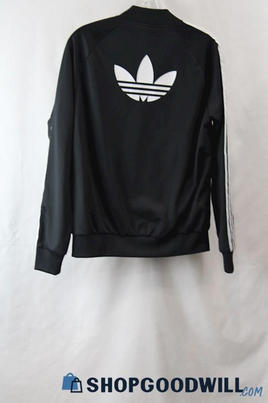 Adidas Women's Black/White Striped Full Zip Sweater Sz M