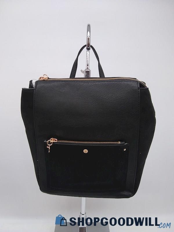 Lauren Conrad Black Faux Leather Backpack Handbag Purse 
