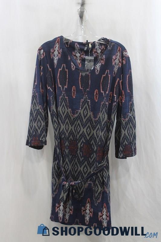 NWT Katus Women's Blue/Gray Pattern Sheath Dress SZ L