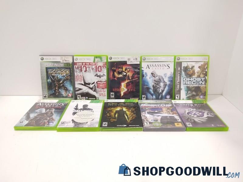 Lot of 10 XBOX 360 Video Game Bundle W/Assassins Creed, Ghost Recon+MORE