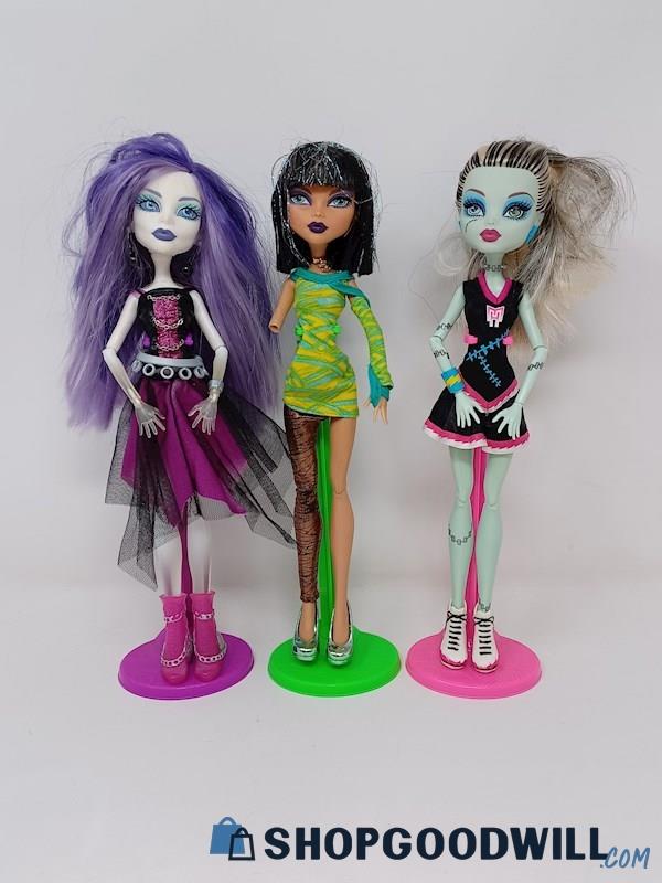 Monster High Lot of 3 Dolls With Outfits Spectra/Cleo Dawn of the Dance/Frankie