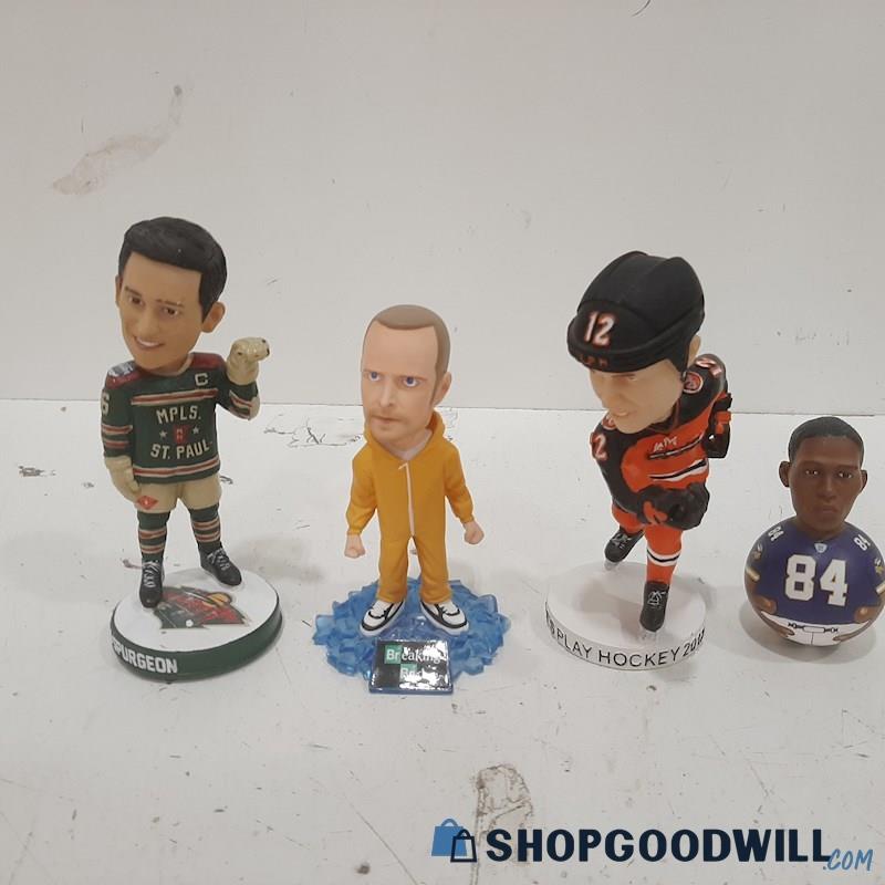 Small Lot Of Mixed Bobble Heads Collectible Figurines 