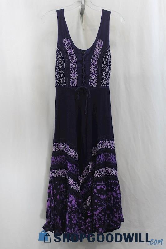 Flower Women's Blue/Purple Floral Tank Dress SZ OS
