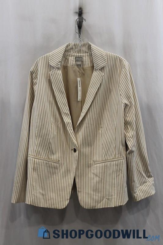 NWT Chico's Women's Beige/Tan Stripes Blazer SZ L