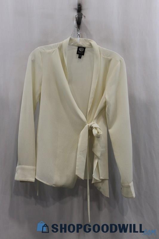 Bobeau Womens Ivory Front Tie Blouse Sz PXS