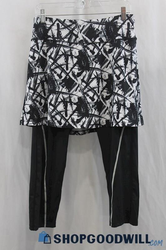 NWT Anivivo Women's Black/White Abstract 2 in 1 Skort Legging Pant SZ XL