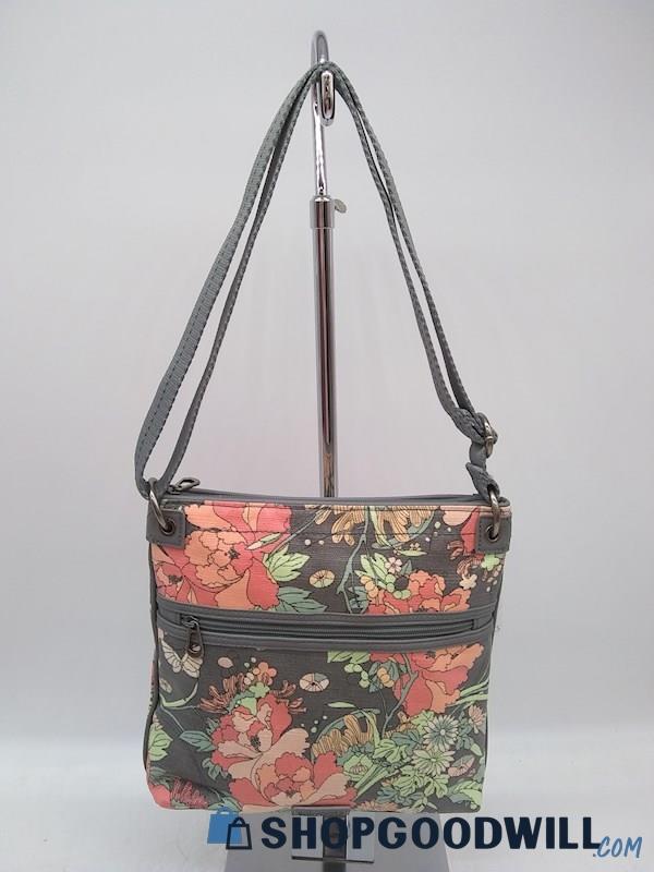 Sakroots Artist Circle Grey/ Multicolor Coated Canvas Crossbody Handbag Purse 