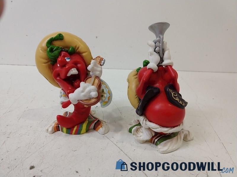 2 Happy Singing Red Pepper Figures UNBRANDED
