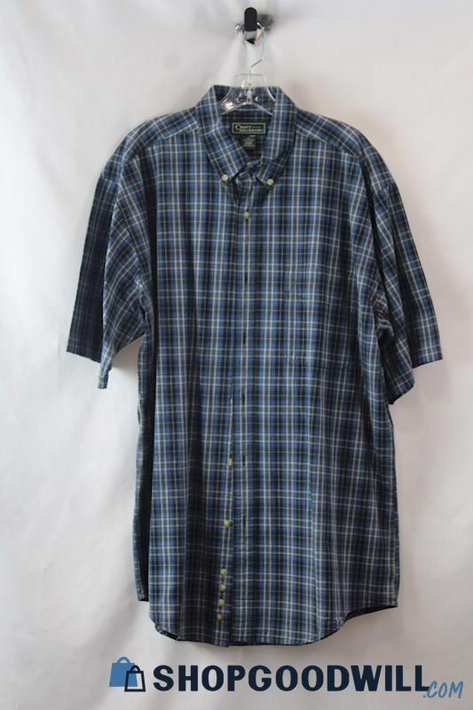 Croft & Barrow Men's Blue Plaid Short Sleeve Flannel Button Up Sz L