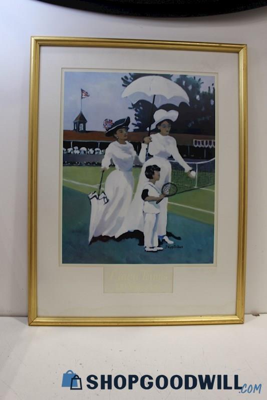 'Lawn Tennis 100 Years Ago' Framed Rare Vintage Art Print J. Kipp Tribus PICKUP