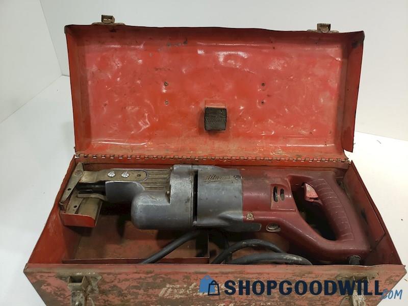 Milwaukee 4 Amp Corded Electric Heavy Duty Sawzall  Vintage Metal Case Tool Box