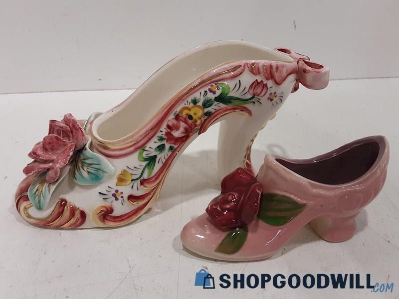 Rose Embellished Ceramic Shoe (JAPAN) & Misc Ceramic Shoe