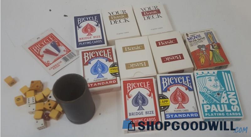 Decks of Cards some sealed some opened Vintage Dice game Pegs