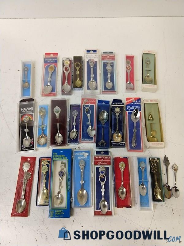 27pc Jean Manson &MORE Silver Plated Souvenir Spoons States/Countries Home Décor