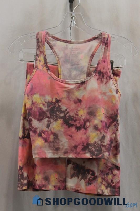 Calvin Klein Women's Pink Tie Dye Pattern 2 PC Biker Short Set SZ XS